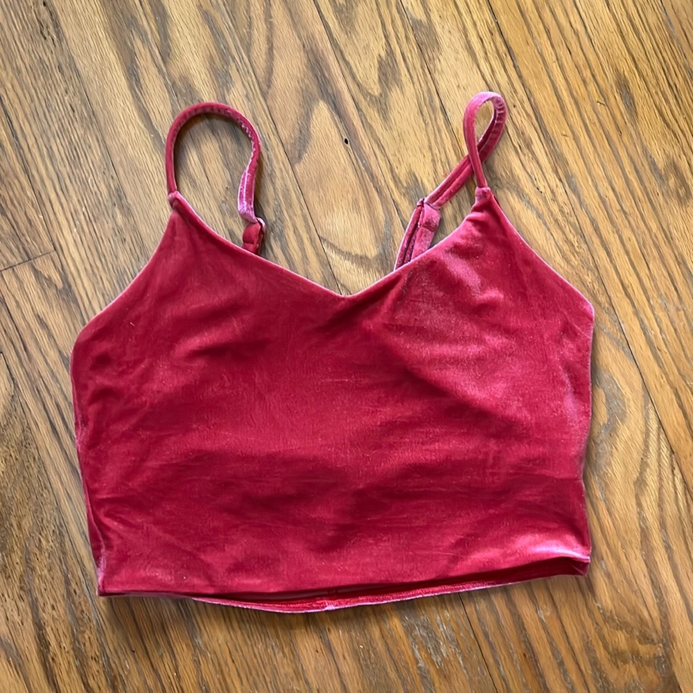 Athleta womens red velvet crop tank
